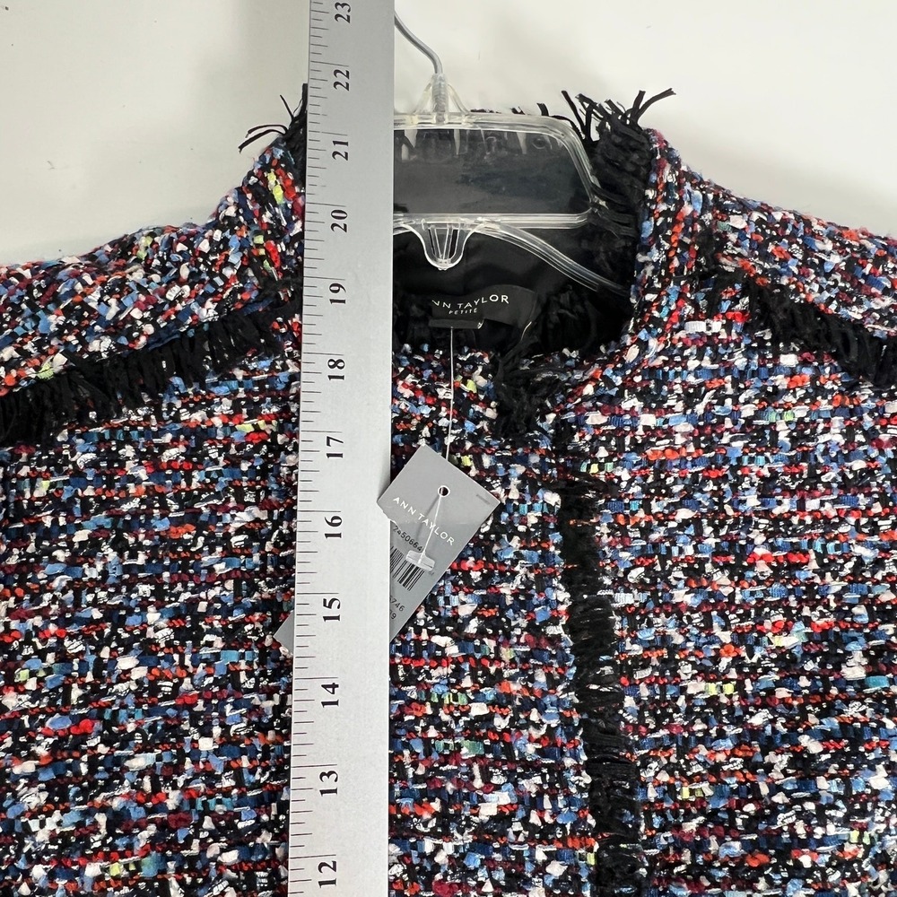 Ann Taylor‎ Multicolor Button Jacket Fringe Fiesta Tweed Small Petite NEW - Picture 11 of 16